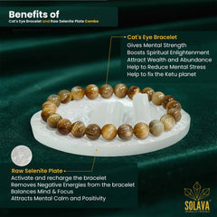 Original Cat’s Eye Bracelet with Raw Selenite Plate