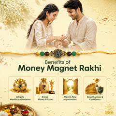 SOLAVA Rakhi - Money Magnet Crystal Rakhi for Brother and Bhabhi