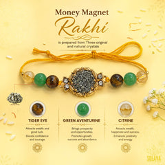 SOLAVA Rakhi - Money Magnet Crystal Rakhi for Brother and Bhabhi