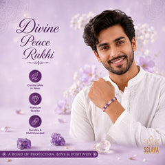 Divine Peace Rakhi - Amethyst and Clear Quartz Rakhi with Certificate