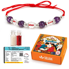 Divine Peace Rakhi - Amethyst and Clear Quartz Rakhi with Certificate