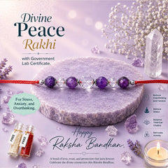 Divine Peace Rakhi - Amethyst and Clear Quartz Rakhi with Certificate