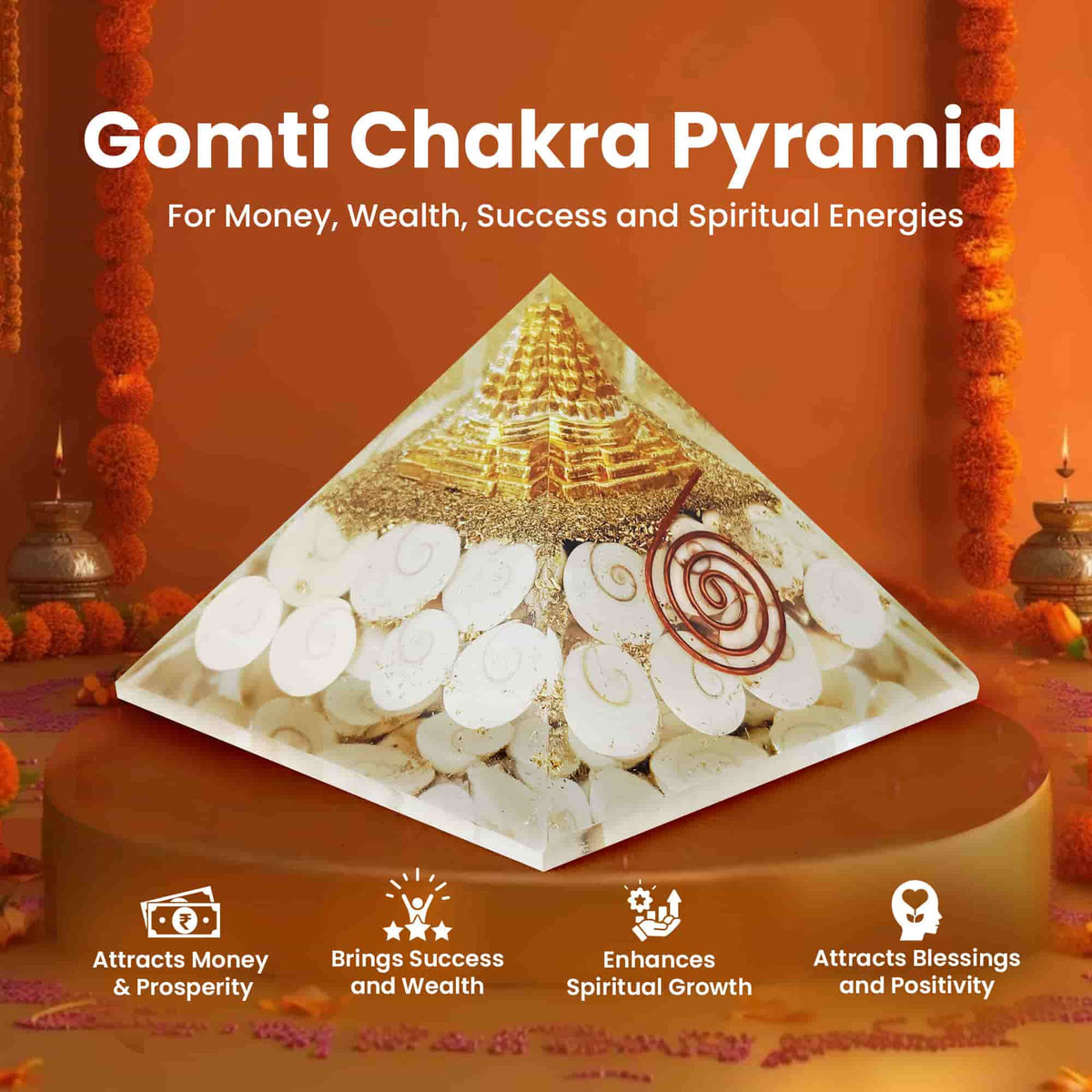 Original Gomti Chakra Pyramid for Money and Prosperity