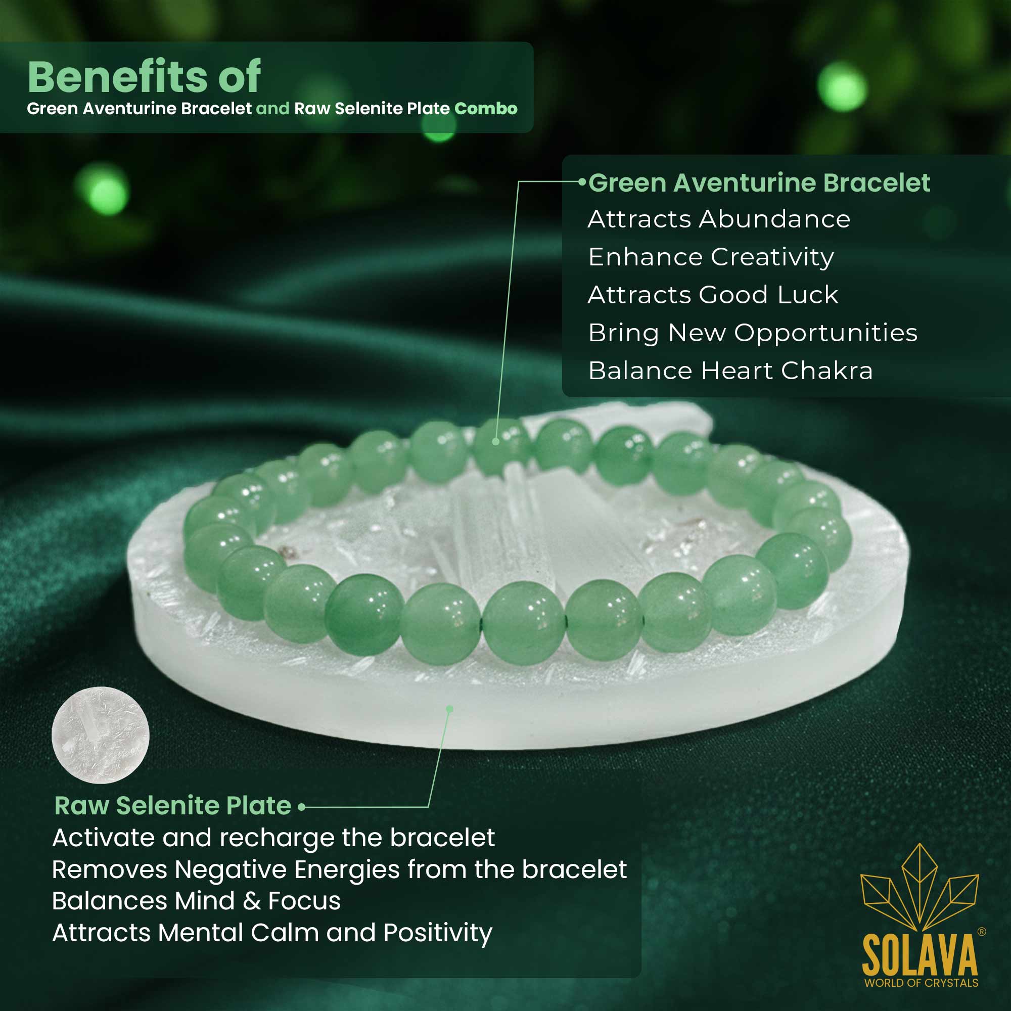 Original Green Aventurine Bracelet with Selenite Plate