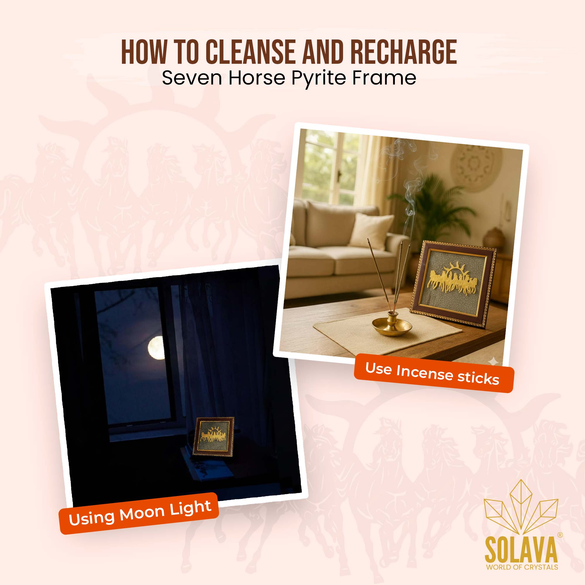 Original Seven Horse Pyrite Frame - Certified 7 Horse Frame