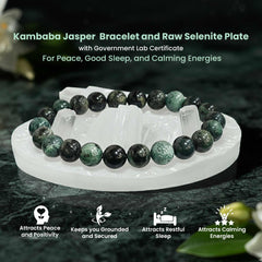 Natural Kambaba Jasper Bracelet with Raw Selenite Plate
