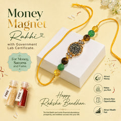 SOLAVA Rakhi - Money Magnet Crystal Rakhi for Brother and Bhabhi