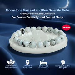 SOLAVA Moonstone Bracelet Certified with Selenite Plate