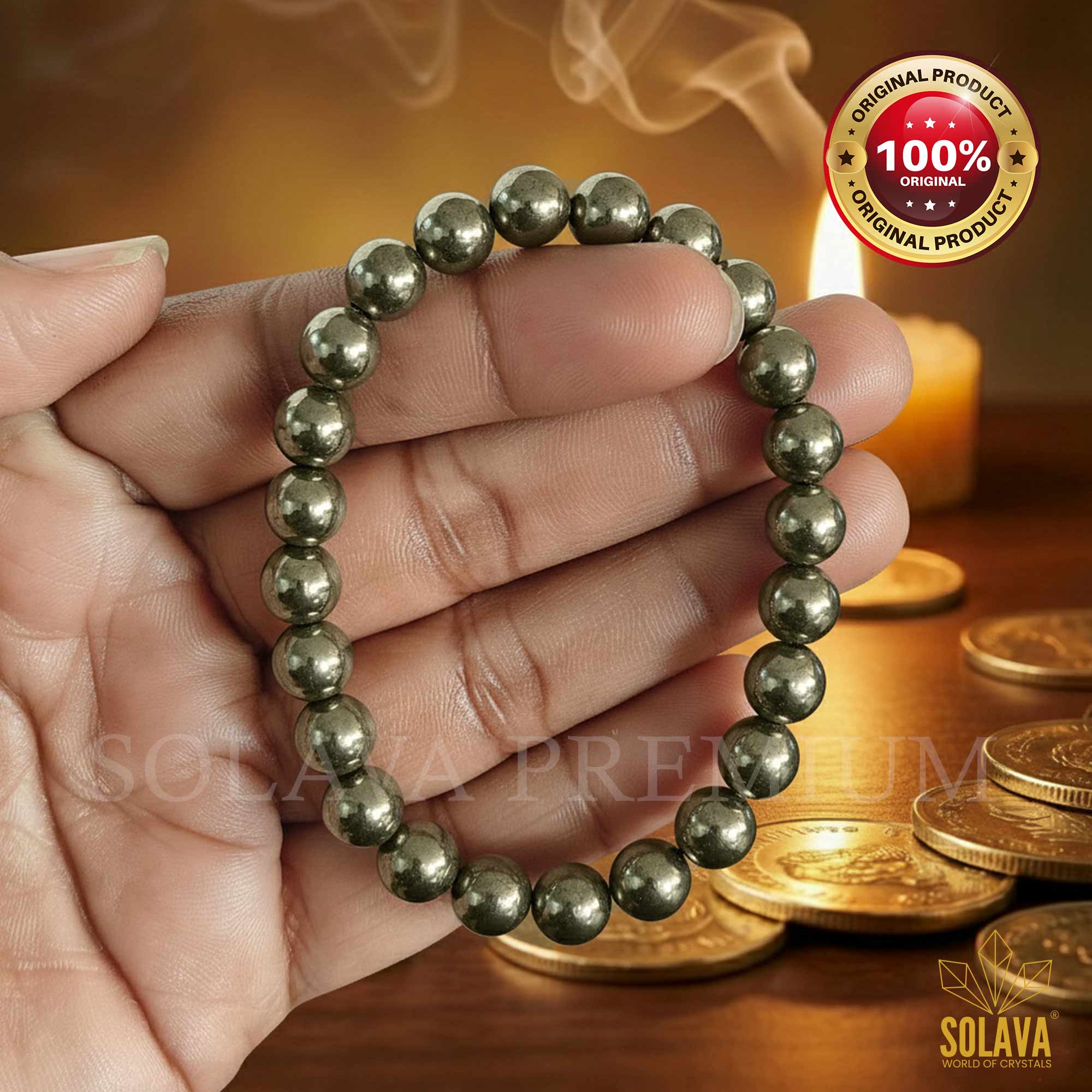 Premium Pyrite Bracelet with Certificate for Men and Women