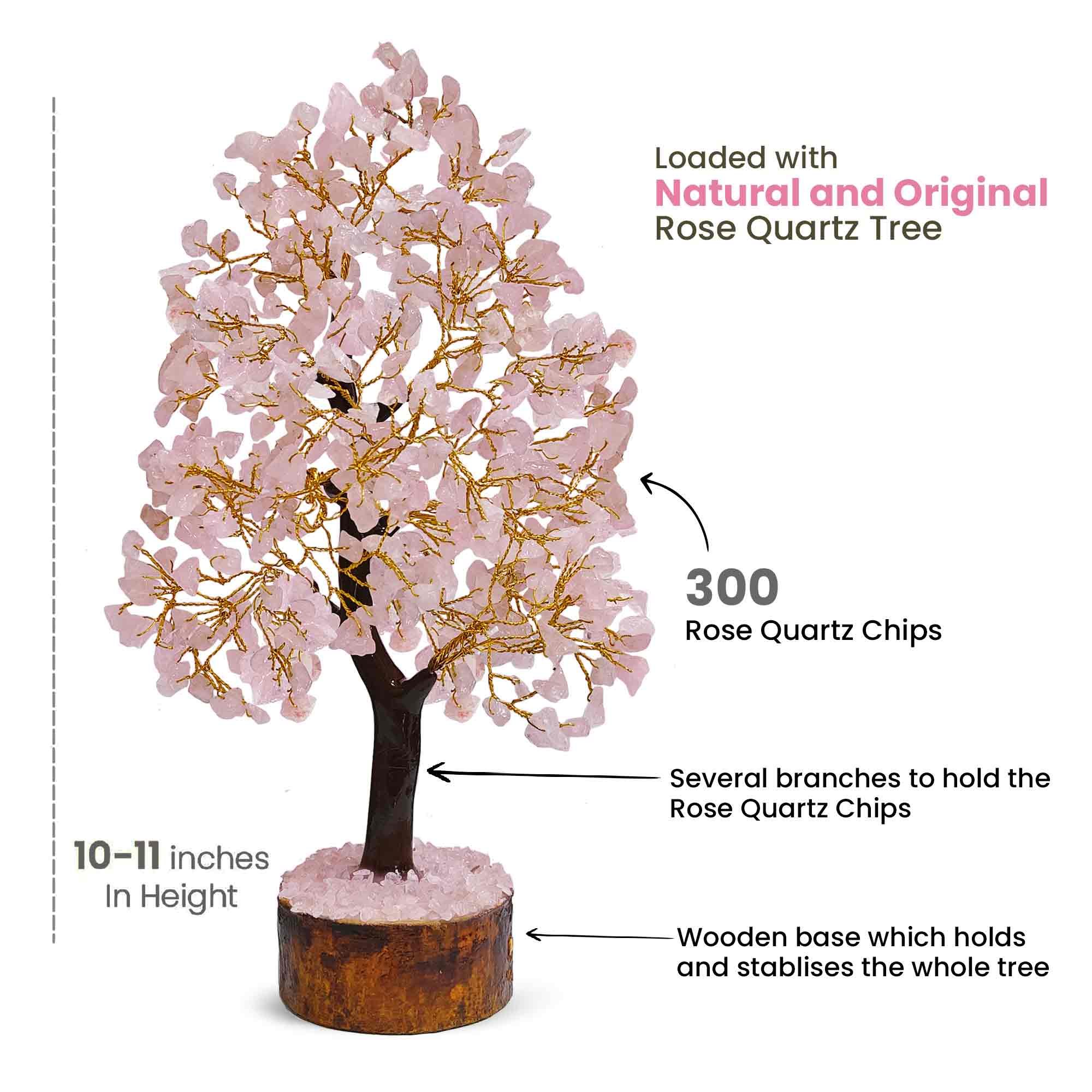 Original Rose Quartz Tree - Certified Rose Quartz Crystal Tree