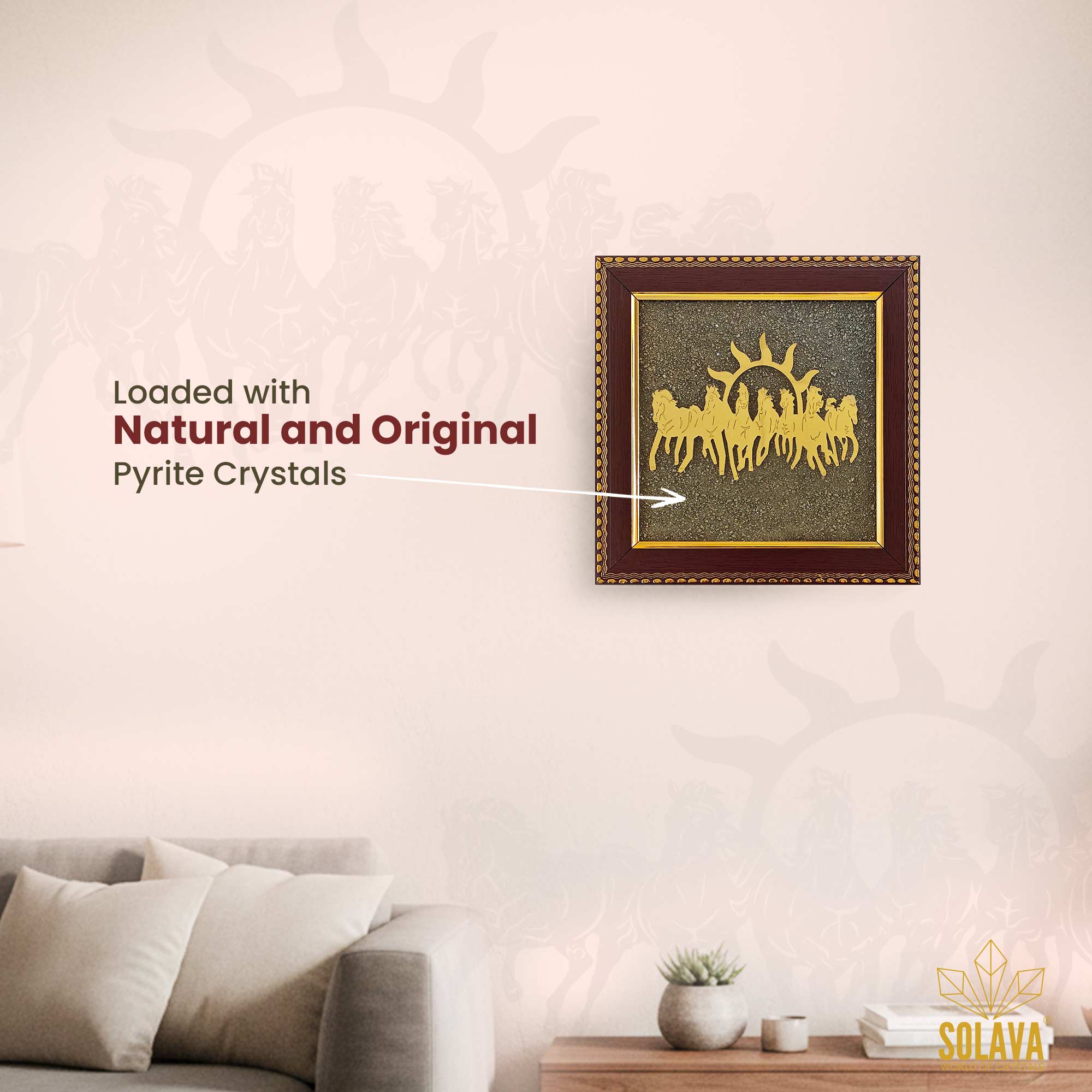 Original Seven Horse Pyrite Frame - Certified 7 Horse Frame