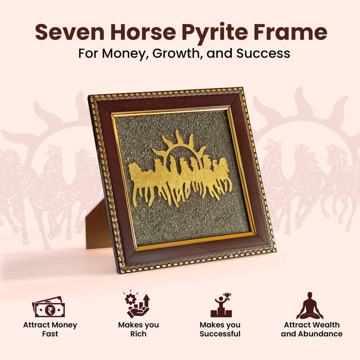 Original Seven Horse Pyrite Frame - Certified 7 Horse Frame