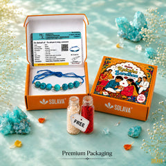 Rakhi - Turquoise Crystal Rakhi for brother and Bhabhi