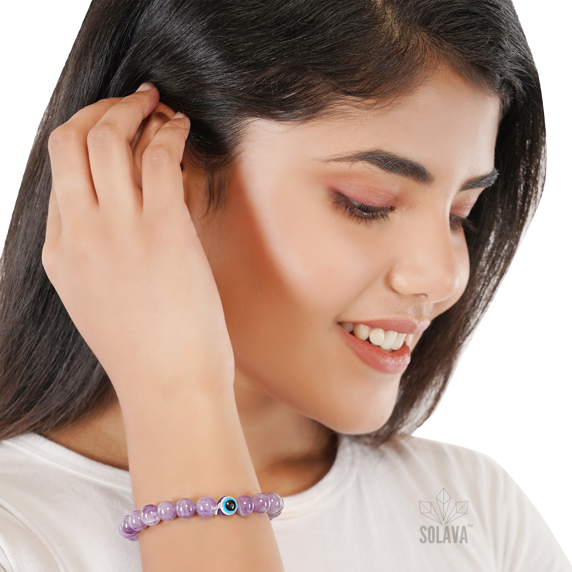 Original Amethyst Bracelet with Evil Eye