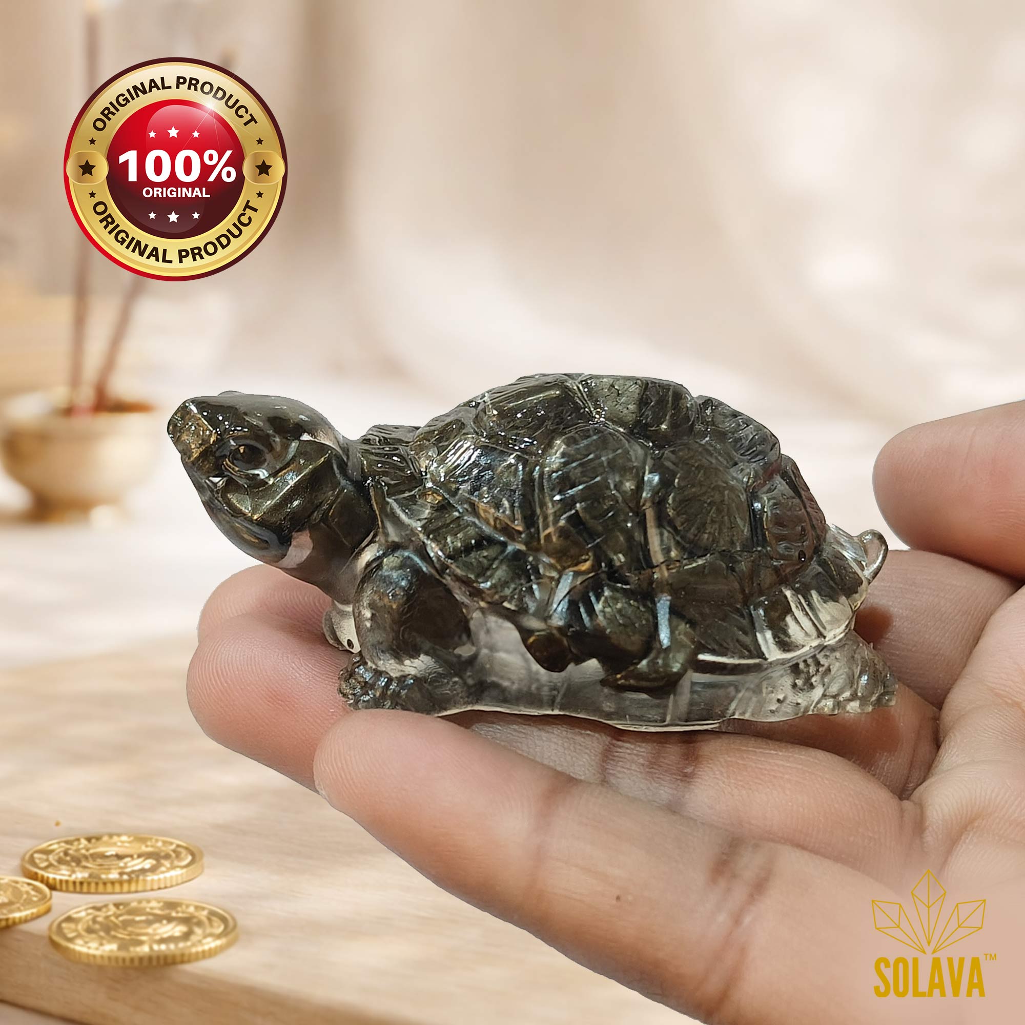 Natural Pyrite Tortoise (Kachhua) for Money, Vastu & Feng Shui