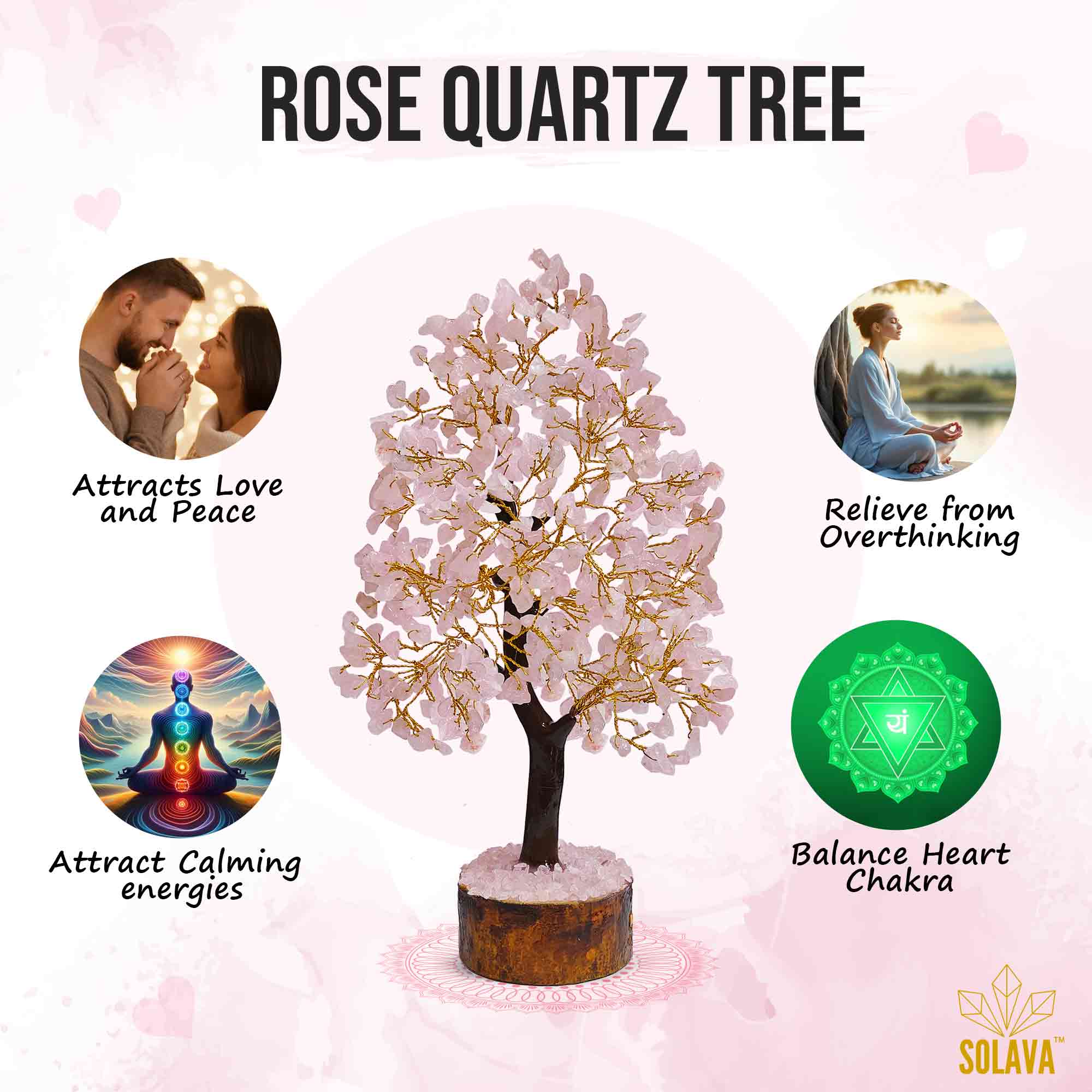 Original Rose Quartz Tree - Certified Rose Quartz Crystal Tree