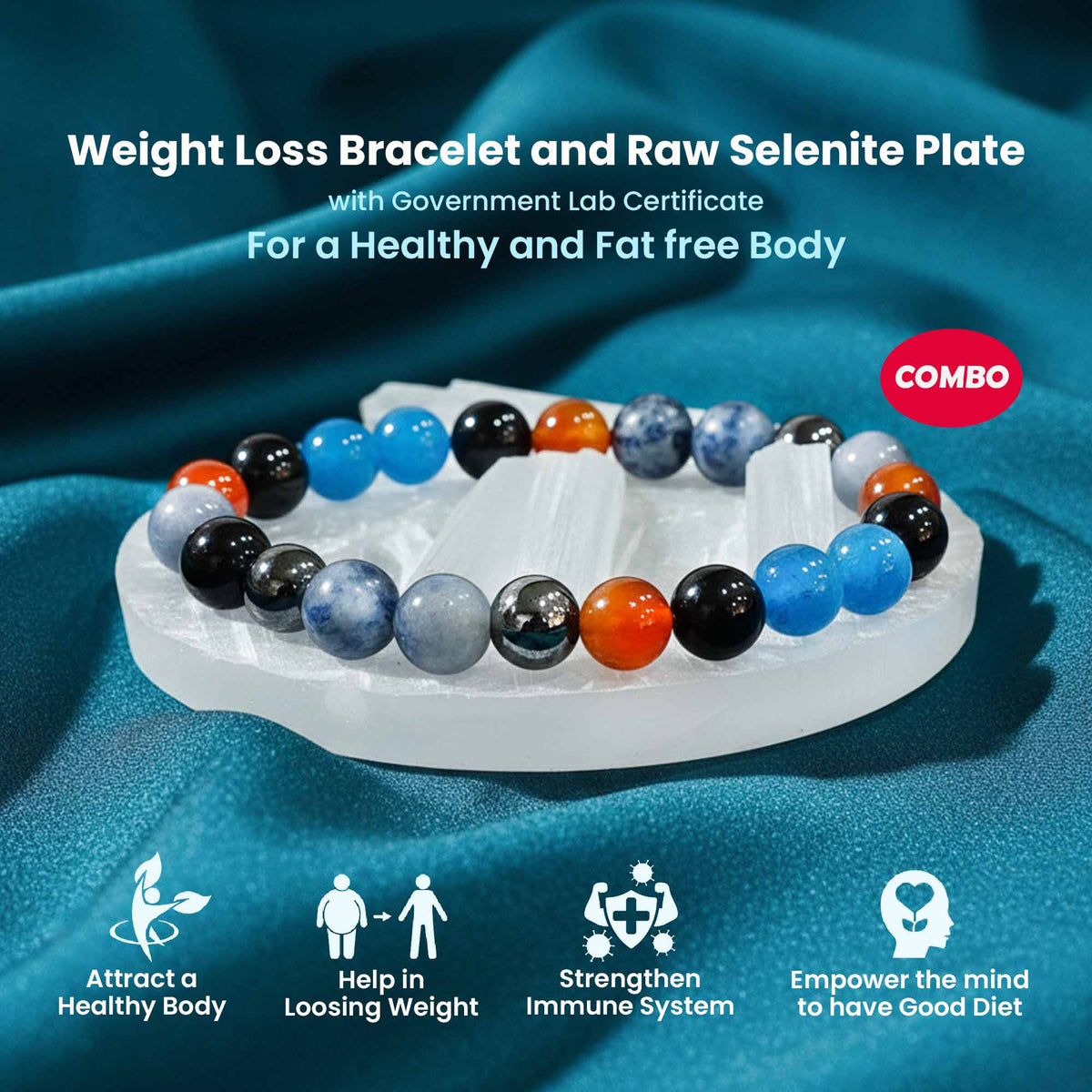 Original Weight loss Bracelet with Raw Selenite Plate