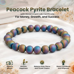 SOLAVA Peacock Pyrite Bracelet for Men & Women