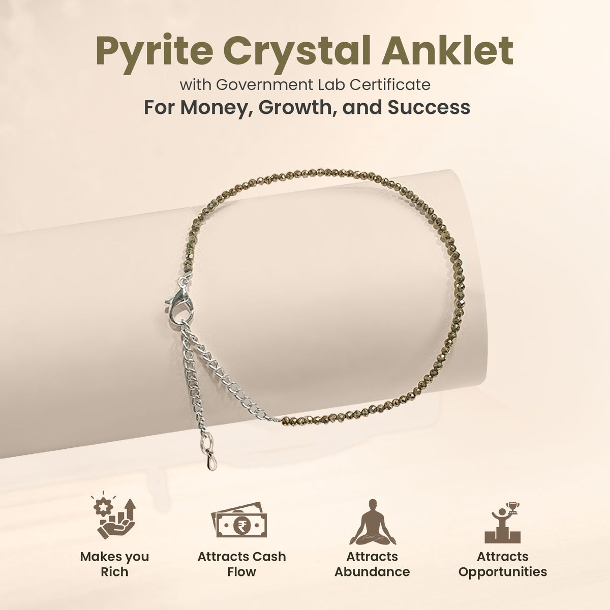 Raw Pyrite Anklet Certified - Pyrite Payal