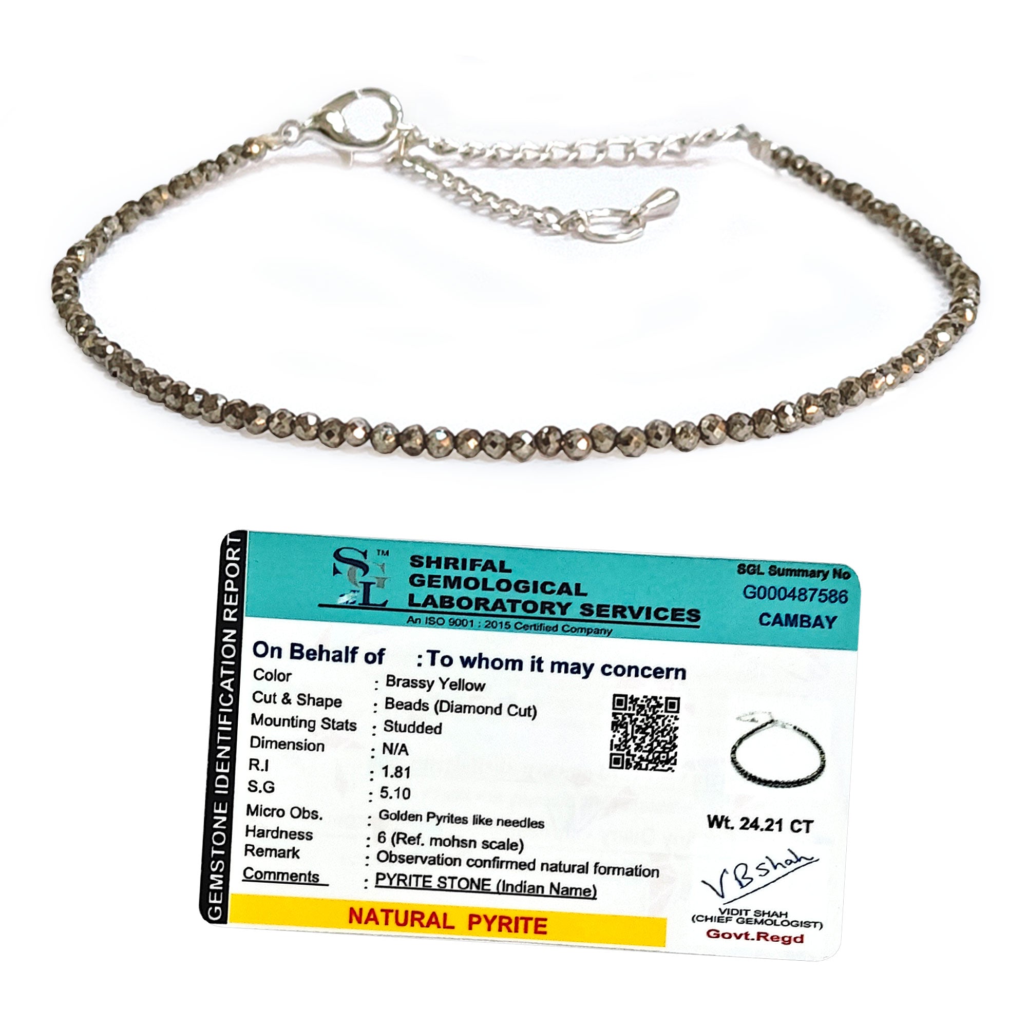 Raw Pyrite Anklet Certified - Pyrite Payal
