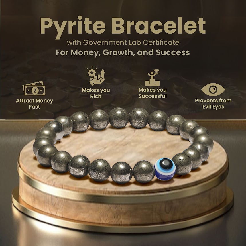 Original Pyrite Bracelet with Evil Eye