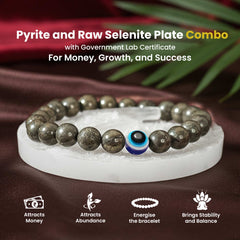 Pyrite Evil Eye Bracelet with Selenite Plate