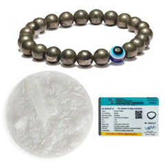 Pyrite Evil Eye Bracelet with Selenite Plate
