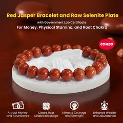 Original Red Jasper Bracelet Original Certified with Selenite Plate