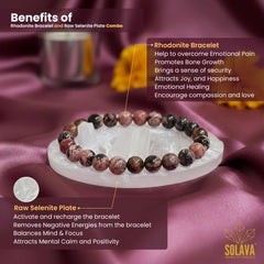 Original Rhodonite Bracelet with Selenite Plate