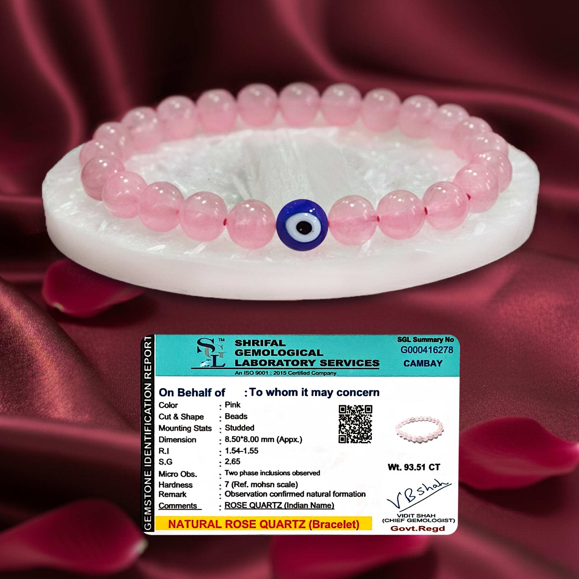 Original Rose Quartz Bracelet with Selenite Plate