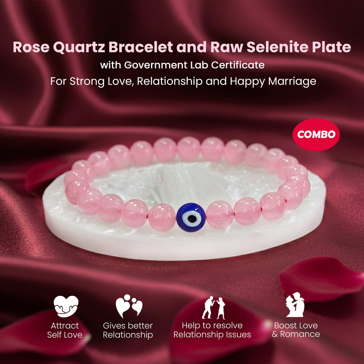Original Rose Quartz Bracelet with Selenite Plate