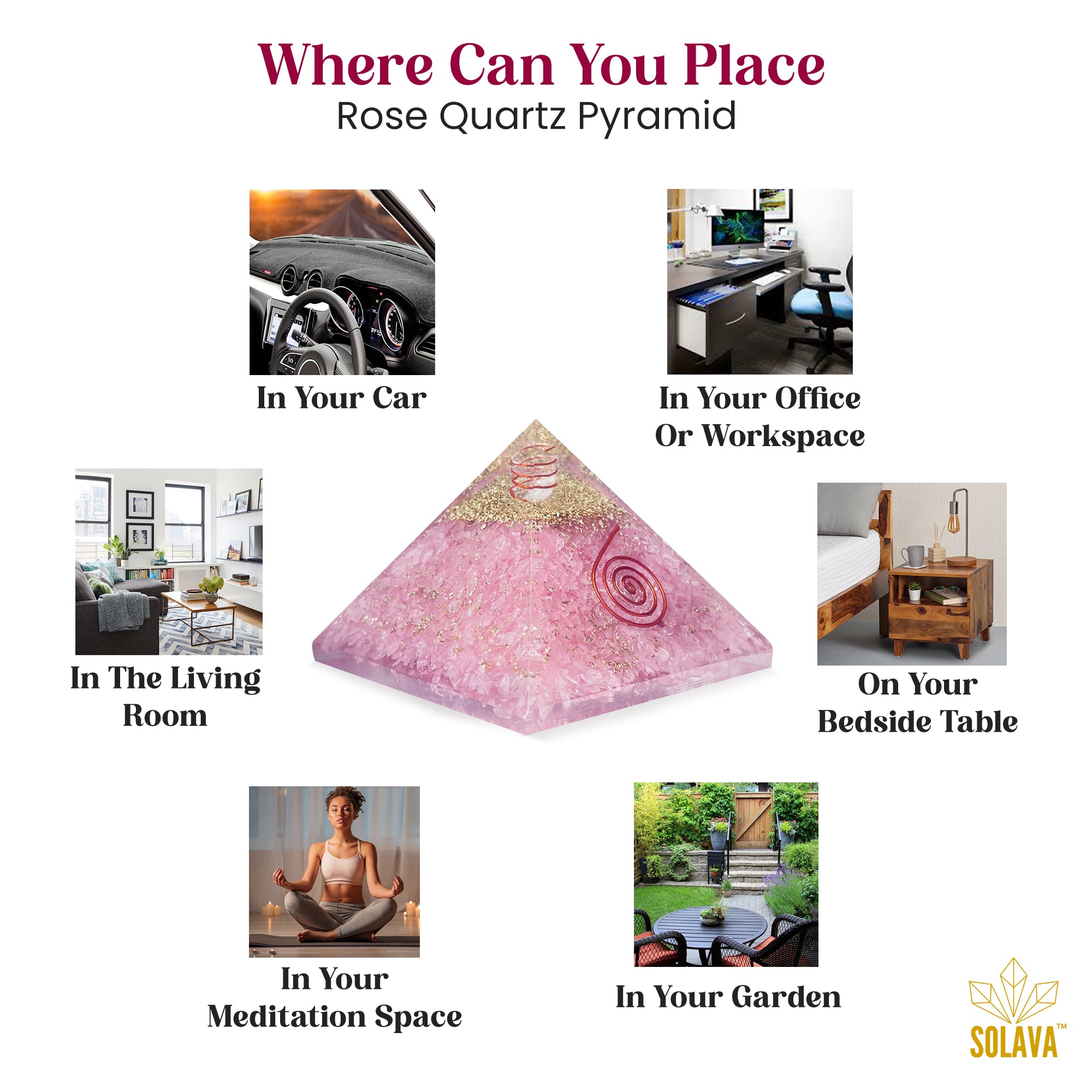 Original Rose Quartz Crystal Pyramid