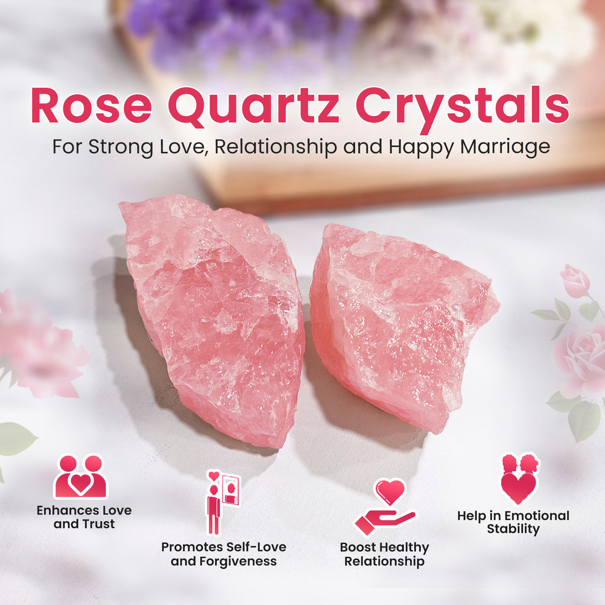 Natural Rose Quartz Crystal Raw Stone - Original SOLAVA WORLD Natural Rose Quartz Crystal Raw Stone - Original SOLAVA WORLD