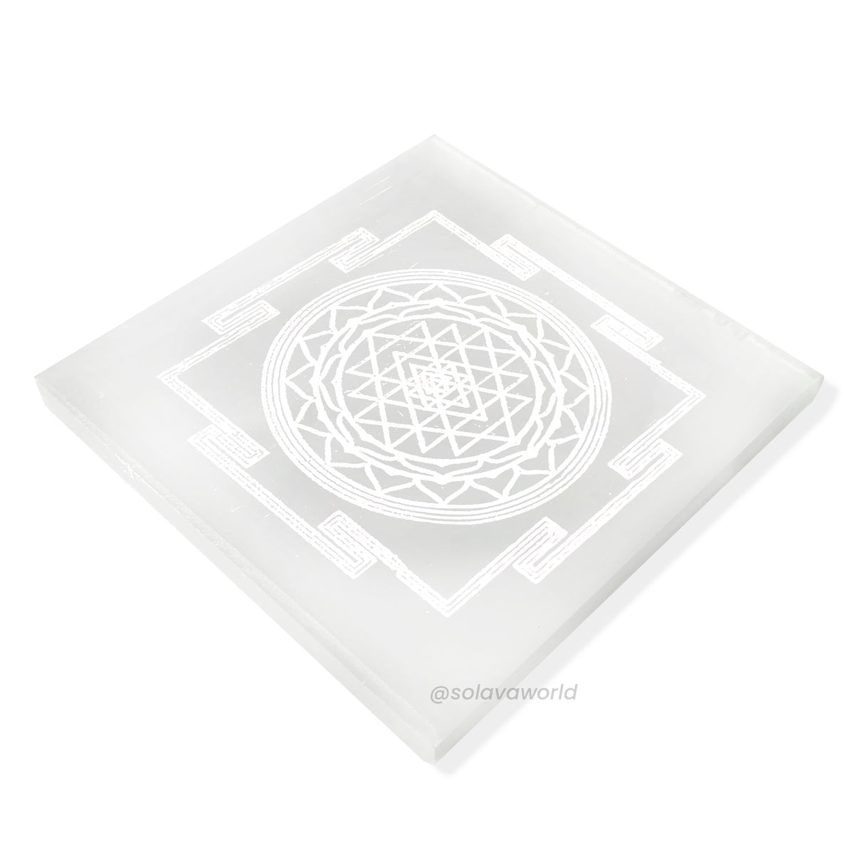Original Selenite Plate - Shree Yantra Engraved Charging Plate