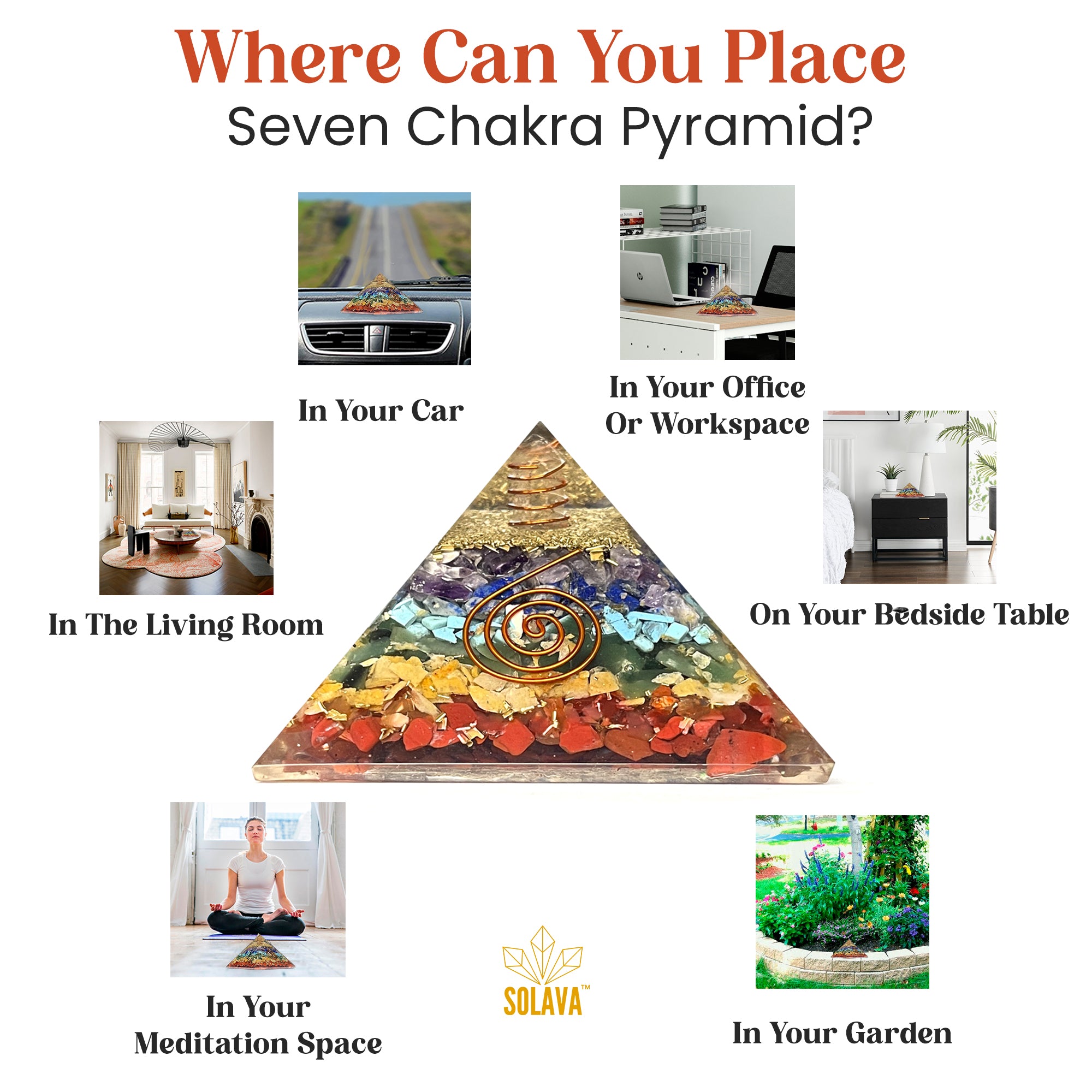 Buy Original Seven Chakra Crystal Pyramid- 3 Inch – SOLAVA WORLD