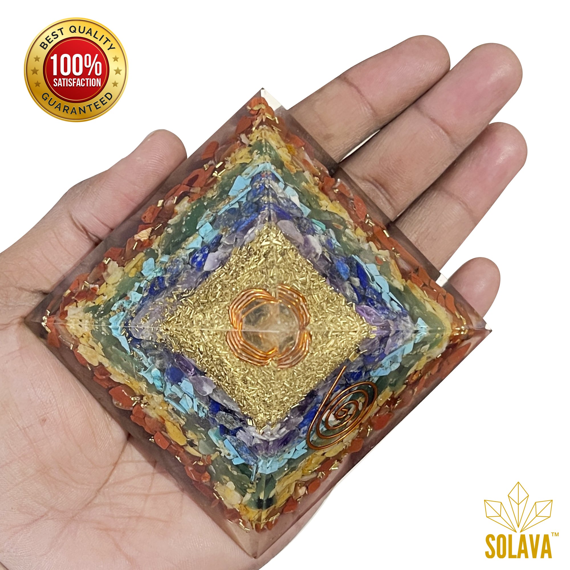Original Seven Chakra Crystal Pyramid - 3 Inch