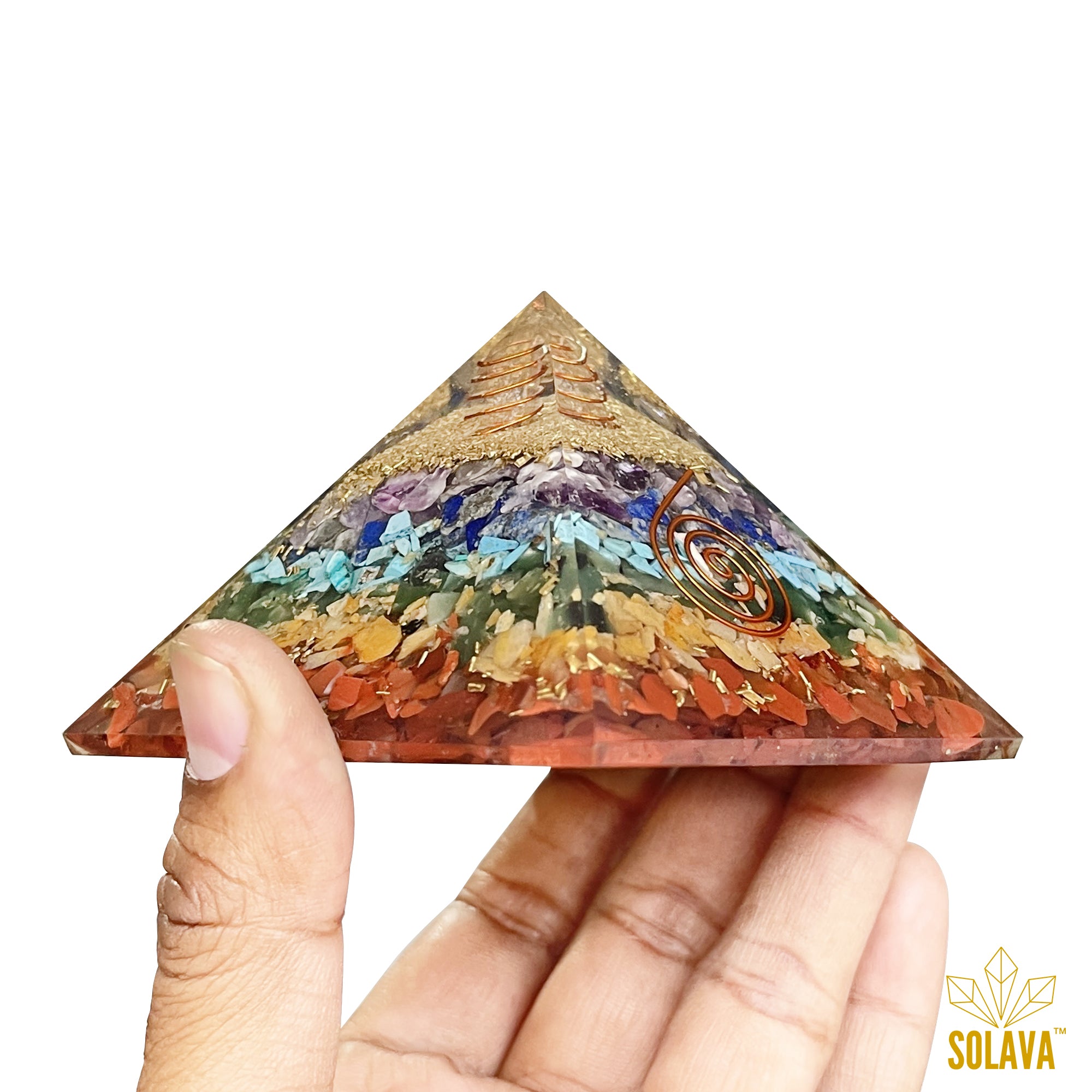 Original Seven Chakra Crystal Pyramid - 3 Inch