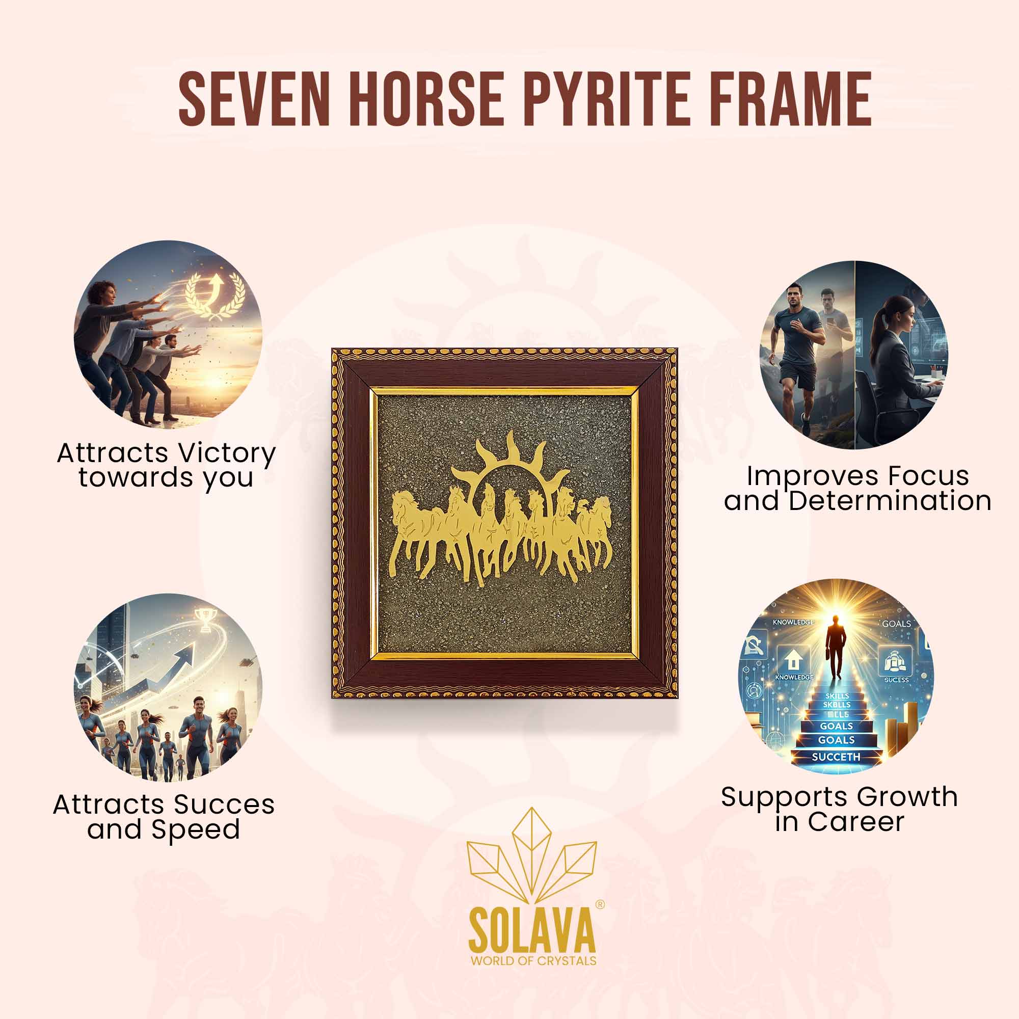 Original Seven Horse Pyrite Frame - Certified 7 Horse Frame