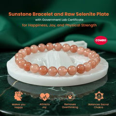 Original Sunstone Bracelet with Raw Selenite Plate