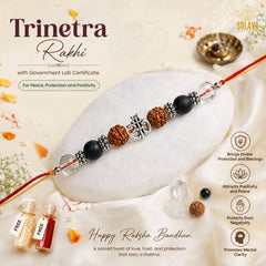Natural Trinetra Crystal Rakhi for Brother and Bhabhi