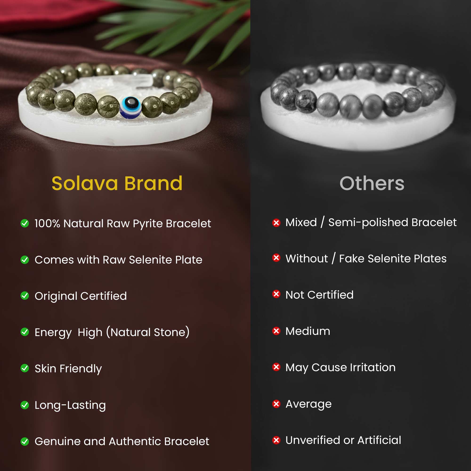 Pyrite Evil Eye Bracelet with Selenite Plate