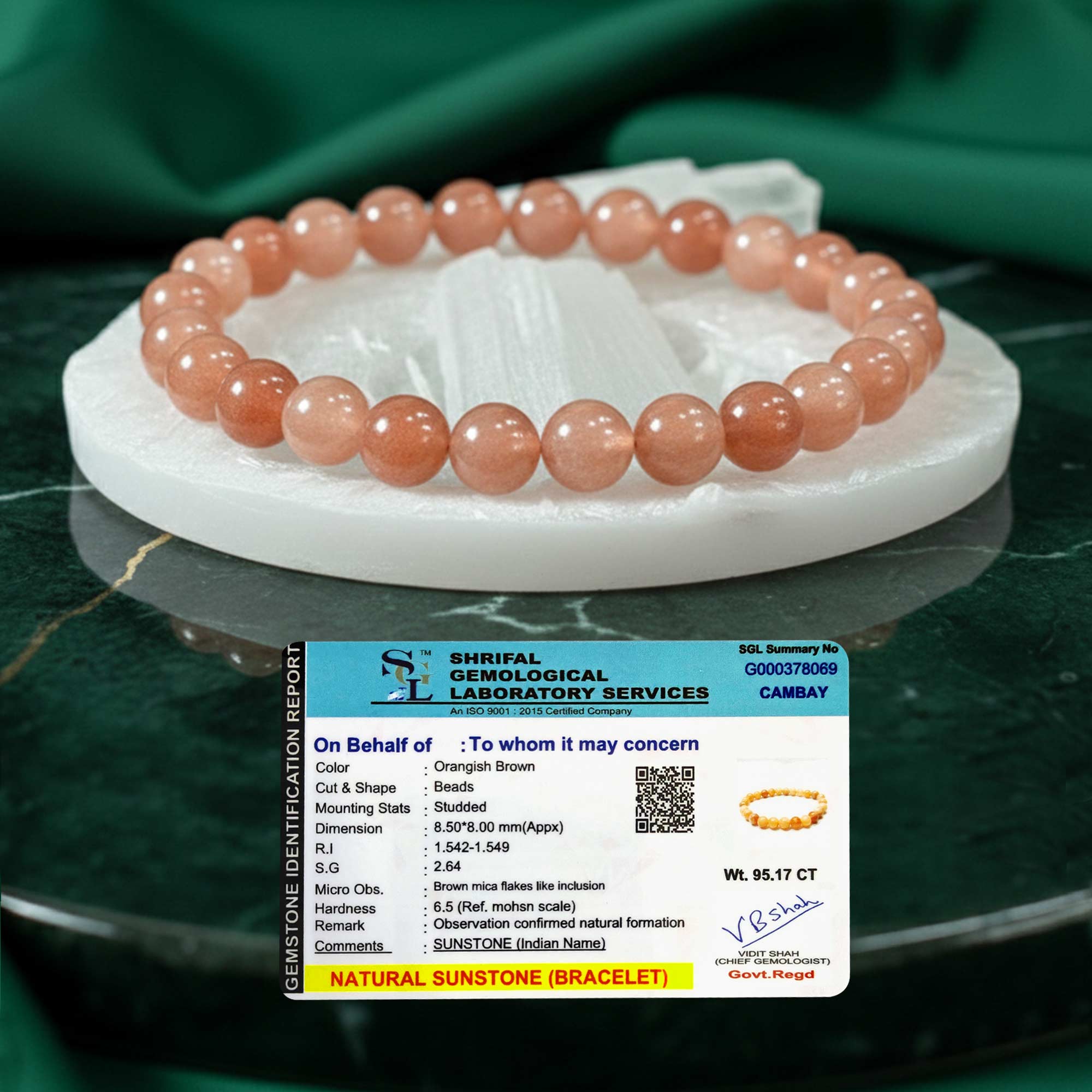 Original Sunstone Bracelet with Raw Selenite Plate