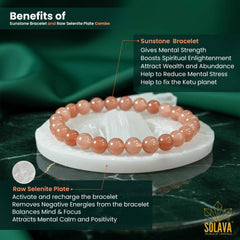 Original Sunstone Bracelet with Raw Selenite Plate