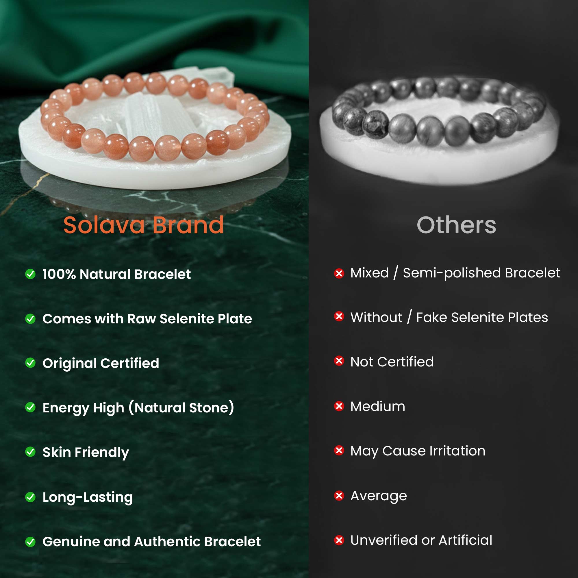 Original Sunstone Bracelet with Raw Selenite Plate