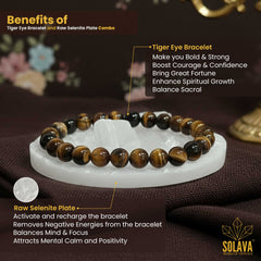 Tiger Eye Bracelet Original Certified with Selenite Plate