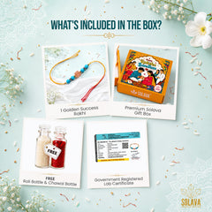 Golden Success Rakhi - Premium Crystal Rakhi with Natural Turquoise & Sunstone