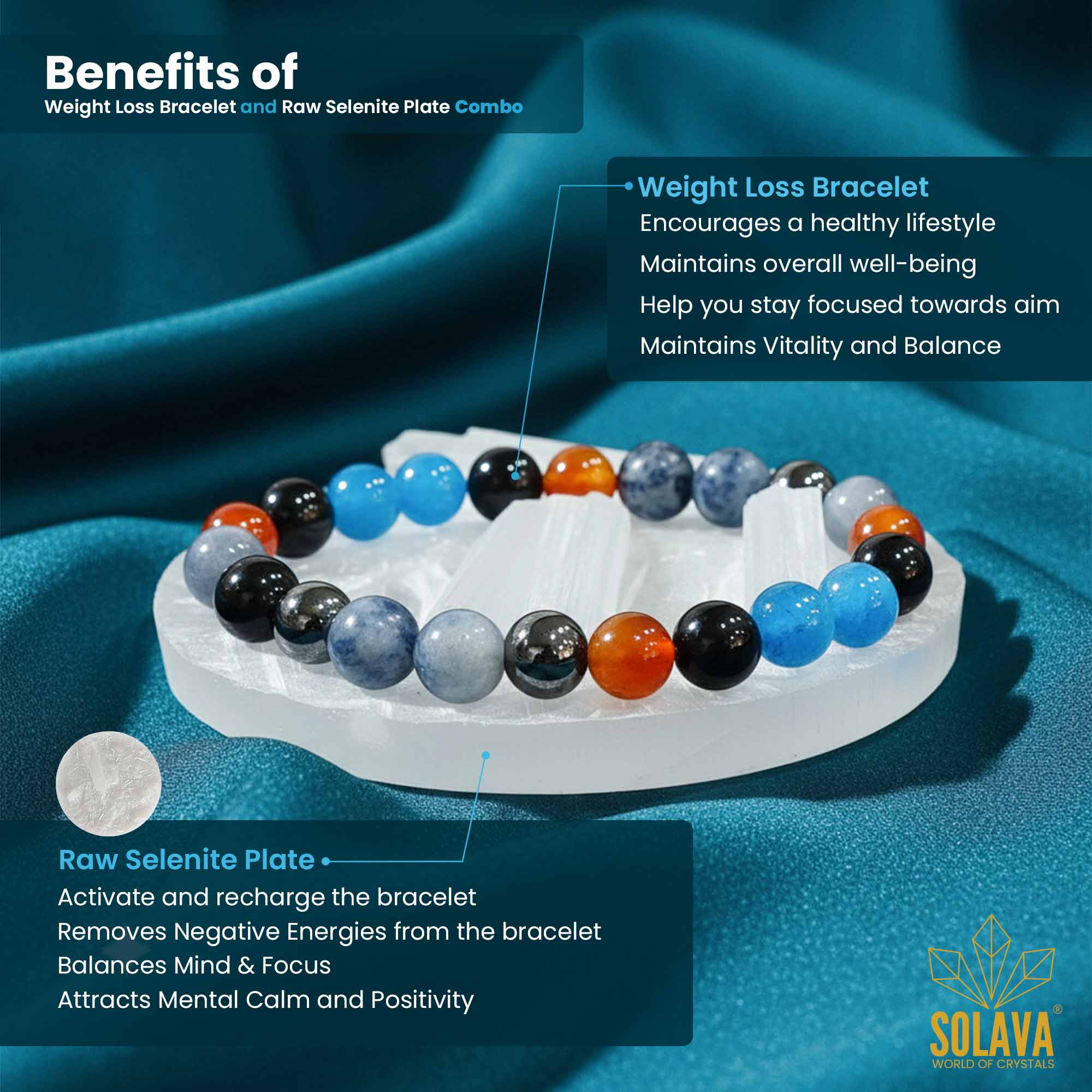 Original Weight loss Bracelet with Raw Selenite Plate