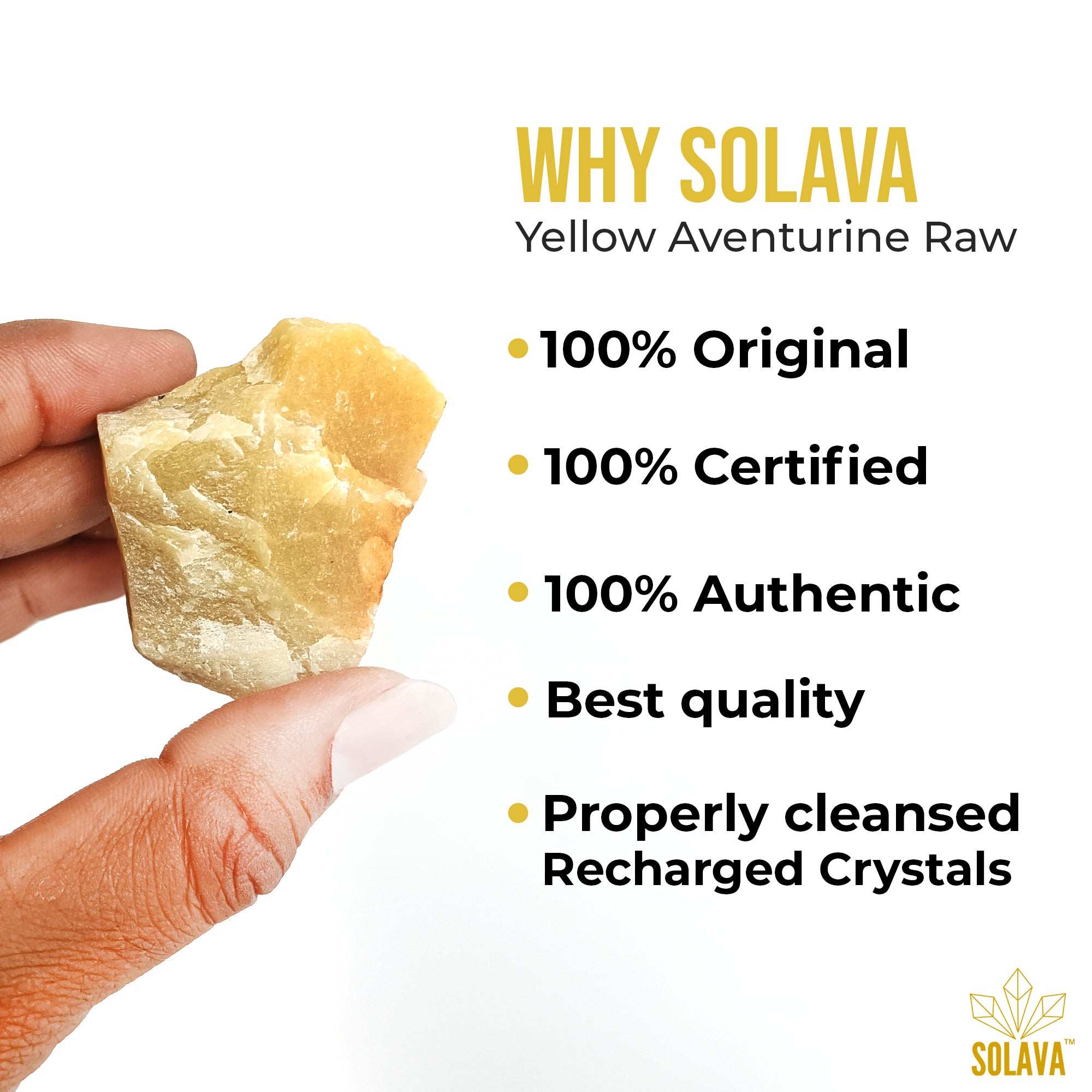 Natural Original Yellow Aventurine Crystal Original Certified - Raw - 2+ Piece