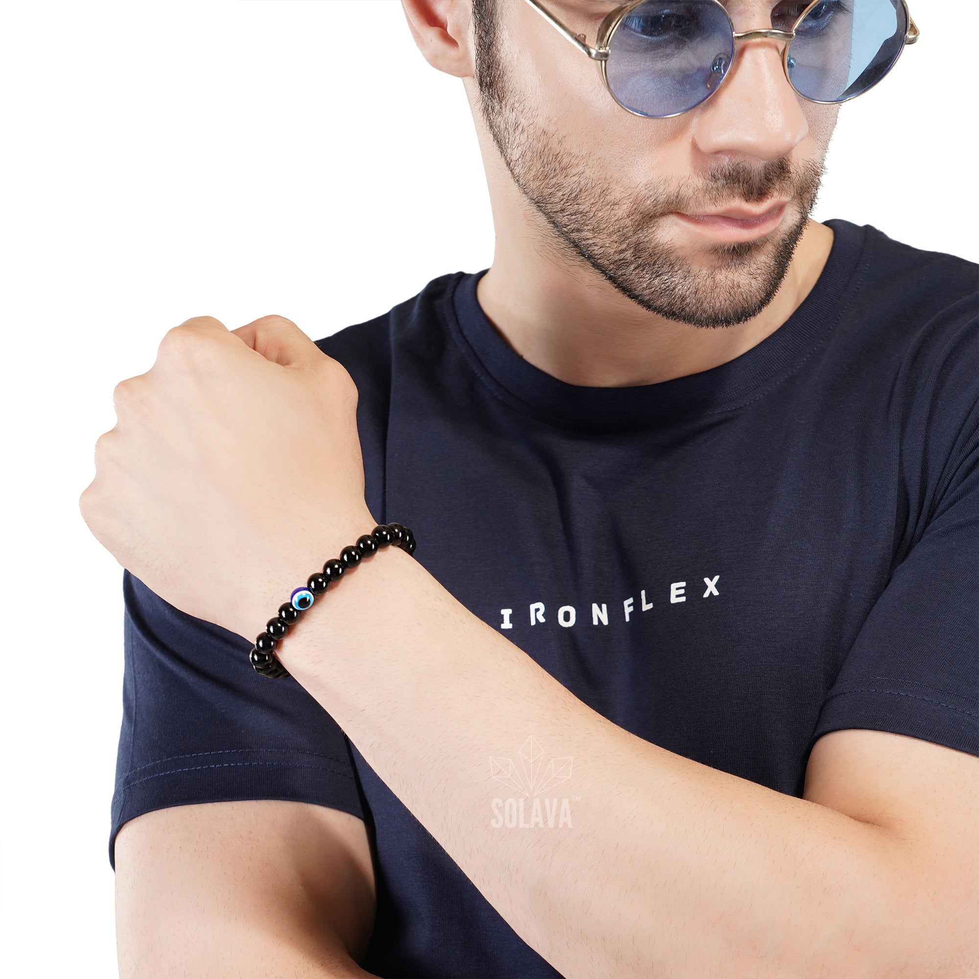 Original Black Tourmaline Bracelet with Evil Eye