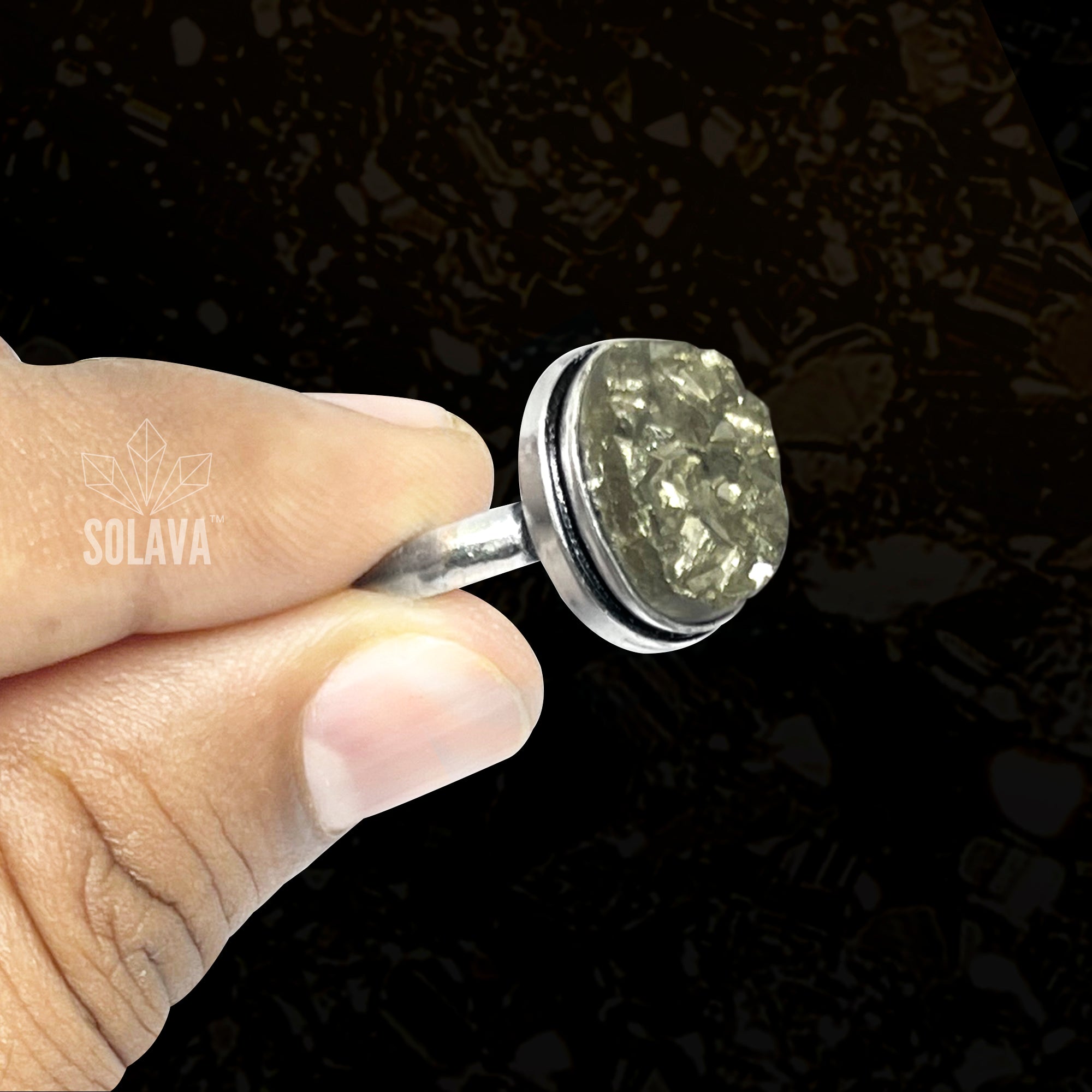 Pyrite Ring Natural Stone Handmade Jewellery Adjustable - Etsy